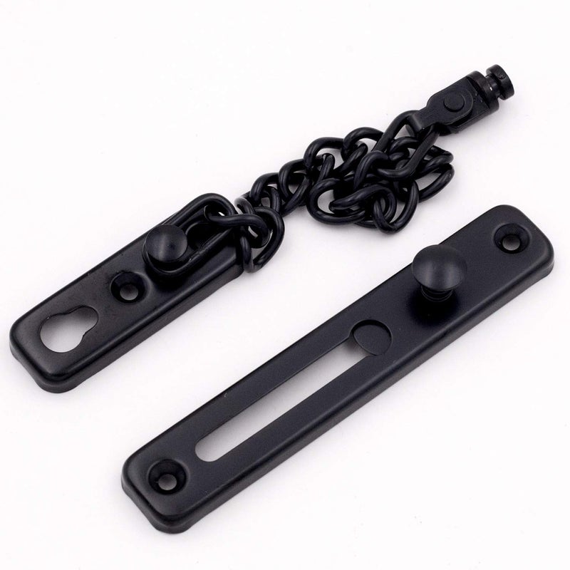 KINJOEK 2 Pack Door Chain Lock, KINJOEK Stainless Steel Security Chain Guard with Spring Anti Theft Press Lock, Heavy Duty Polished Door Latch with Screws, Black - Image 4